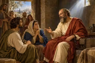 Paul in a Roman prison turns from heavenly light toward believers, choosing to remain and strengthen their faith.